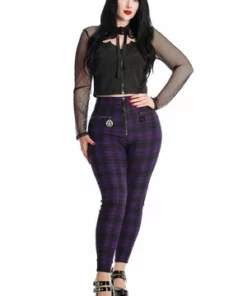 Banned Damien Trousers -Spooky Threads 1625831024TP10370BLK 20TR31099PUR 0182 300x