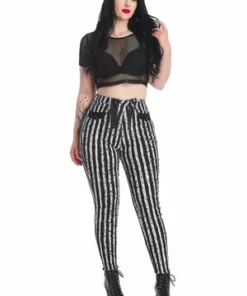 Banned Spooky Nightwalks Slim Trousers -Spooky Threads 1642506097TR31126 20BLK 20WHT 20STRIPE2613 300x