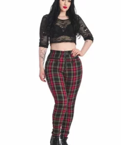 Banned Rumor Has It Trousers 31 Banned Rumor Has It Trousers -Spooky Threads 1642506265TR31140 20RED 20CHECK2485 300x