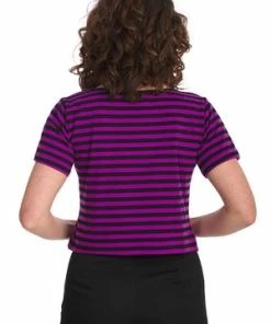 Banned Sweet Yet Spooky Stripe Top -Spooky Threads 1642529389TP10484 20PUR 20BLK1544 300x