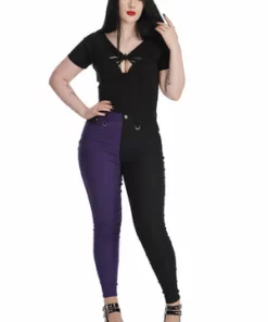 Banned Bailey Half & Half Trousers 16 Banned Bailey Half & Half Trousers -Spooky Threads 1659026480TR31155BLK 20PURPLE 2 300x