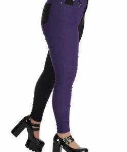 Banned Bailey Half & Half Trousers 20 Banned Bailey Half & Half Trousers -Spooky Threads 1659026480TR31155BLK 20PURPLE 3 300x