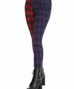 Banned Tartan Baily Trousers -Spooky Threads 1659026637TR31156 20RED 20PURPLE 20CHECK 3 300x