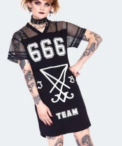 Jawbreaker 666 Team Support Jersey Dress 10 Jawbreaker 666 Team Support Jersey Dress -Spooky Threads 666 team support jersey curve dress dra 9571 pl 03.1429 300x