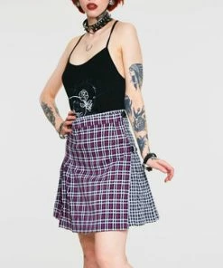 Jawbreaker Contrast Check Buckled Mini-Kilt -Spooky Threads Contrast Check Buckled Mini Kilt Jawbreaker 4 300x