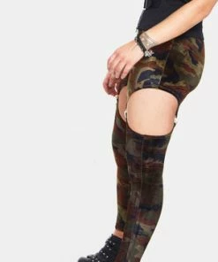 Jawbreaker Fight Me Velvet Harness Leggings -Spooky Threads Fight Me Velvet Harness Leggings Jawbreaker 4 300x