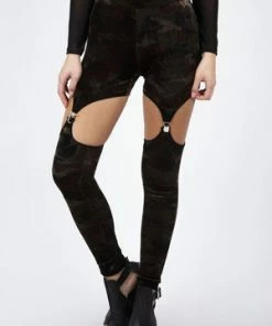 Jawbreaker Fight Me Velvet Harness Leggings -Spooky Threads Fight Me Velvet Harness Leggings Jawbreaker 5 300x