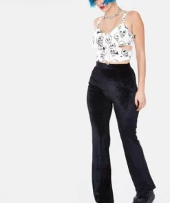 Jawbreaker Glam Rock Black Velvet Flares -Spooky Threads Glam Rock Black Velvet Flares Jawbreaker 4 300x