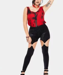 Jawbreaker Glam Rock Velvet Harness Leggings