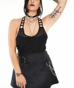 Jawbreaker Gored Skirt With O-ring Detail -Spooky Threads Gored Skirt With O ring Detail Jawbreaker 4 300x