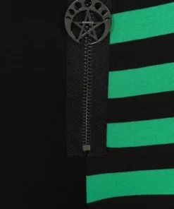 Banned Half Black Half Stripes Leggings -Spooky Threads Half Black Half Stripes Leggings Banned 14 300x