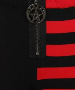 Banned Half Black Half Stripes Leggings -Spooky Threads Half Black Half Stripes Leggings Banned 18 300x