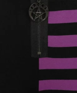 Banned Half Black Half Stripes Leggings -Spooky Threads Half Black Half Stripes Leggings Banned 6 300x