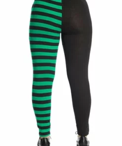 Banned Half Black Half Stripes Leggings -Spooky Threads Half Black Half Stripes Leggings Banned 9 300x