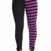 Banned Half Black Half Stripes Leggings -Spooky Threads Half Black Half Stripes Leggings Banned 300x