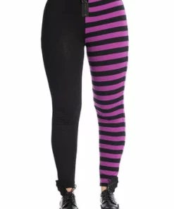 Banned Half Black Half Stripes Leggings