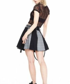 Jawbreaker Houndstooth Check Half & Half Bondage Skirt 9 Jawbreaker Houndstooth Check Half & Half Bondage Skirt -Spooky Threads Houndstooth Check Half Half Bondage Skirt Jawbreaker 3 300x