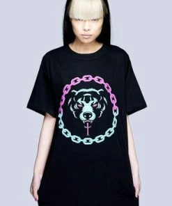 Long Clothing Mishka 2.0 Death Adder Chain T-Shirt - Gold Or Turquoise -Spooky Threads Mishka 2 0 Death Adder Chain T Shirt Gold or Turquoise Long Clothing 3 300x