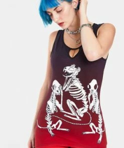 Jawbreaker No Evil Creepy Cats Ombre Top
