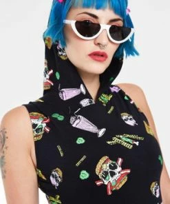 Jawbreaker Skull Fast Food Bodycon Dress -Spooky Threads Skull Fast Food Bodycon Dress Jawbreaker 4 300x