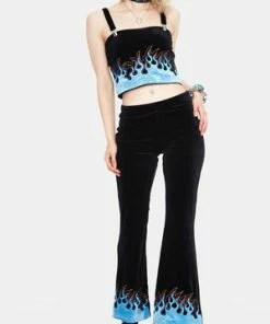 Jawbreaker Too Hot To Handle Flame Flared Trousers -Spooky Threads Too Hot To Handle Flame Flared Trousers Jawbreaker 3 300x
