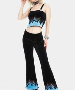 Jawbreaker Too Hot To Handle Flame Flared Trousers
