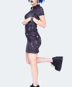 Jawbreaker Alchemy Cat Print Mini Polo Dress 10 Jawbreaker Alchemy Cat Print Mini Polo Dress -Spooky Threads alchemy cat print mini polo dress dra 9569 03.1427 300x