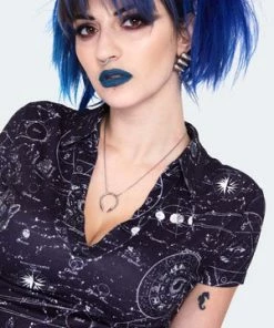 Jawbreaker Alchemy Cat Print Mini Polo Dress 11 Jawbreaker Alchemy Cat Print Mini Polo Dress -Spooky Threads alchemy cat print mini polo dress dra 9569 04.1427 300x