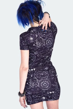 Jawbreaker Alchemy Cat Print Mini Polo Dress 4 Jawbreaker Alchemy Cat Print Mini Polo Dress - Image 2