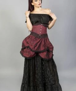 Burleska Amanda Underbust Steel Boned Corset In Taffeta With Black Lace Details -Spooky Threads amanda underbust steel boned corset in taffeta with black lace details burleska 5 300x