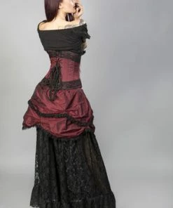 Burleska Amanda Underbust Steel Boned Corset In Taffeta With Black Lace Details -Spooky Threads amanda underbust steel boned corset in taffeta with black lace details burleska 6 300x