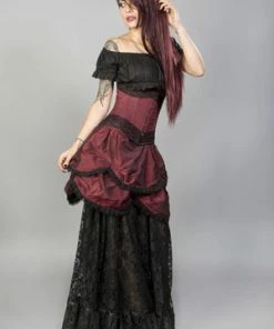 Burleska Amanda Underbust Steel Boned Corset In Taffeta With Black Lace Details -Spooky Threads amanda underbust steel boned corset in taffeta with black lace details burleska 7 300x