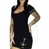 Dr Faust Anchor And Ropes Short Sleeve Black Mini Dress - Nathaly -Spooky Threads anchor and ropes short sleeve black mini dress nathaly dr faust 300x