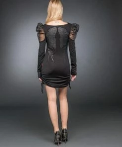 Queen Of Darkness Angel Wing Print Dress -Spooky Threads angel wing print dress queen of darkness 5 300x