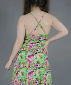 Jawbreaker Angry Animal Print Spaghetti Strap Dress -Spooky Threads angry animal print spaghetti strap dress jawbreaker 5 300x