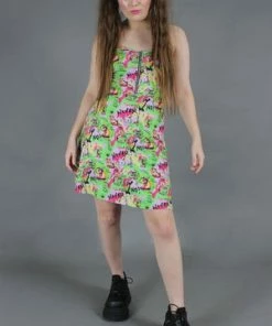 Jawbreaker Angry Animal Print Spaghetti Strap Dress -Spooky Threads angry animal print spaghetti strap dress jawbreaker 6 300x