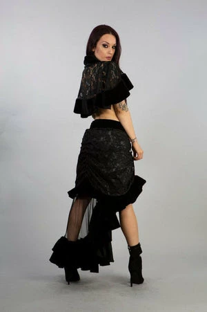 Burleska Annabelle Skirt In Black Velvet Flock 4 Burleska Annabelle Skirt In Black Velvet Flock - Image 2