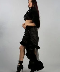 Burleska Annabelle Skirt In Black Velvet Flock 9 Burleska Annabelle Skirt In Black Velvet Flock -Spooky Threads annabelle skirt in black velvet flock burleska 3 300x