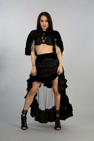 Burleska Annabelle Skirt In Black Velvet Flock 3 Burleska Annabelle Skirt In Black Velvet Flock