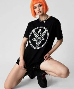 Long Clothing Baphomet - Black T-Shirt - Unisex -Spooky Threads baphomet black t shirt unisex long clothing 5 300x