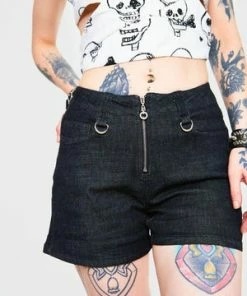 Jawbreaker Black Denim Shorts -Spooky Threads black denim shorts jawbreaker 3 300x
