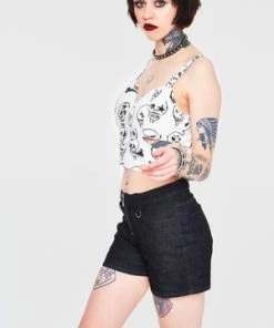 Jawbreaker Black Denim Shorts -Spooky Threads black denim shorts jawbreaker 4 300x