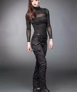 Queen Of Darkness Black Pants With Pocket And Bondages -Spooky Threads black pants with pocket and bondages queen of darkness 3 300x