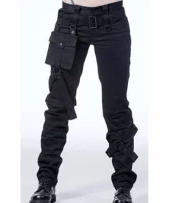 Queen Of Darkness Black Pants With Pocket And Bondages -Spooky Threads black pants with pocket and bondages queen of darkness 5 300x
