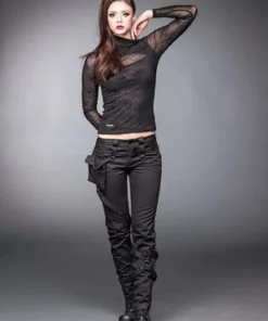 Queen Of Darkness Black Pants With Pocket And Bondages