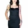 Dr Faust Black Rugged Plastic Clasp Black Mini Dress - Serenity -Spooky Threads black rugged plastic clasp black mini dress serenity dr faust 300x
