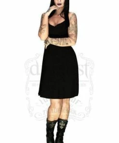 Dr Faust Black Wings Raw Silk Midi Dress - Angelique -Spooky Threads black wings raw silk midi dress angelique dr faust 2 300x