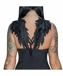 Dr Faust Black Wings Raw Silk Mini Dress - Angelique -Spooky Threads black wings raw silk mini dress angelique dr faust 3 300x