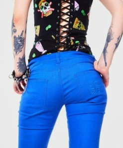 Jawbreaker Blue Mono Drainpipe Jeans -Spooky Threads blue mono drainpipe jeans jawbreaker 2 300x