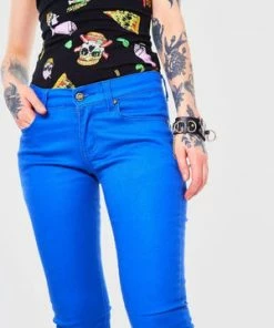 Jawbreaker Blue Mono Drainpipe Jeans -Spooky Threads blue mono drainpipe jeans jawbreaker 3 300x